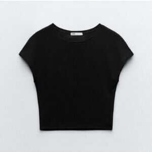 Zara Cotton And Modal Crop Top in Black